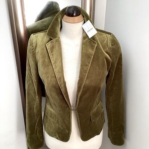 New J Crew olive green velvet blazer.